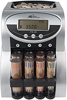 Royal Sovereign 2 Row Electric Coin Counter With Patented Anti-Jam Technology and Digital Counting Display (FS-2D),Blk/Silver