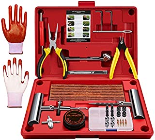 AUTOWN Flat Tire Repair Kits, 62 Pcs Universal Tire Plug Kit Heavy Duty Flat Tire Puncture Repair Kit for Cars, Trucks, Motorcycles, ATVRV, Jeep, Tractor, Trailer