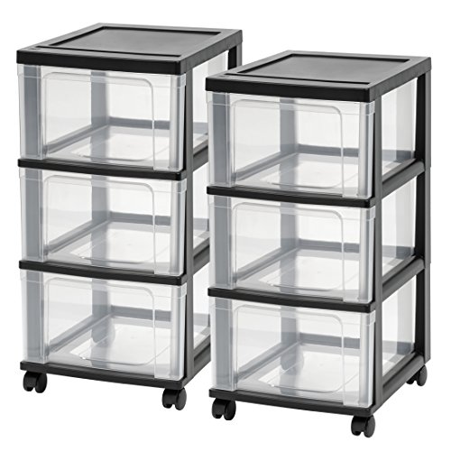 IRIS USA, Inc NC-3 3-Drawer Narrow Cart, Black