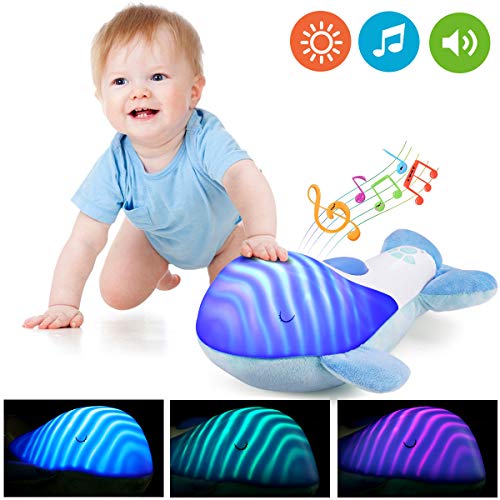 Baby Sleep Soother, GEYIIE White Noise Sound Machine, Dolphin Plush Toys Toddler Sleep Aid Night Light Lullaby Crib Soother for Kids,Boys,Girls,New Baby Gift