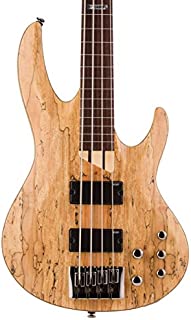 ESP LTD B-204SM FL Spalted Maple Fretless Bass Guitar, Natural Satin