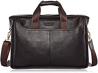 BOSTANTEN Leather Briefcase Laptop Case Handbag Business Bags for Men Brown