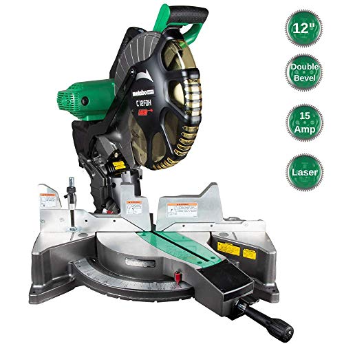 Metabo HPT 12-Inch Compound Miter Saw, Laser Marker System, Double Bevel, 15-Amp Motor, Tall Pivoting Aluminum Fence, 5 Year Warranty (C12FDHS)