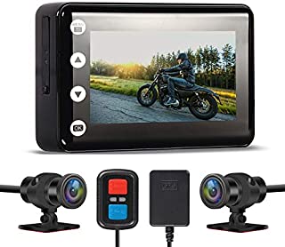 Updated Motorcycle DVR Dash Cam 3.0 inch, Super Starvis Motorcycle Camera, Dual HD 1080P, Waterproof, Video Driving Recorder with WiFi&GPS, 150 Degree Angle, 256G Max