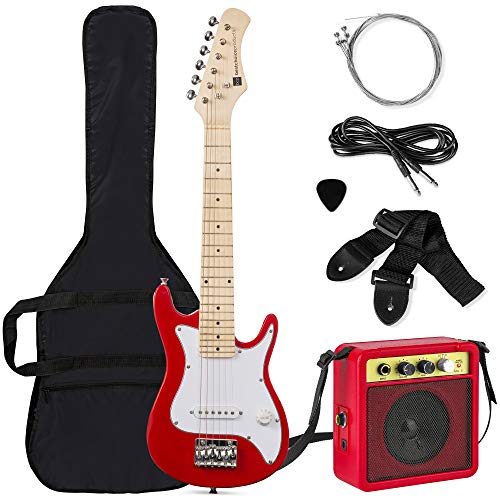 Best Choice Products 30in Kids Electric Guitar Beginner Starter Kit with 5W Amplifier, Strap, Case, Strings, Picks - Red