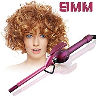 Hann 9mm Unisex Curling Iron Wand Professional Super Tourmaline Ceramic Barrel Small Slim Tongs Hair Roller Curler Crimper Iron New styling wand for Travel Vacation Best Mother Gift(Super Slim, 9mm)