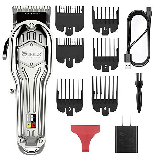 SURKER Mens Hair Clippers Cord Cordless Hair Trimmer Professional Haircut Kit For Men Rechargeable LED Display