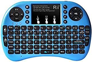 Rii i8+ Mini Wireless 2.4G Back Light Touchpad Keyboard with Mouse for PC/Mac/Android, Blue (MWK08+)