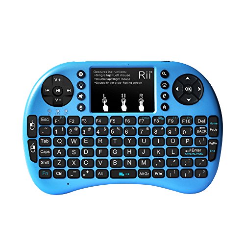 Rii i8+ Mini Wireless 2.4G Back Light Touchpad Keyboard with Mouse for PC/Mac/Android, Blue (MWK08+)