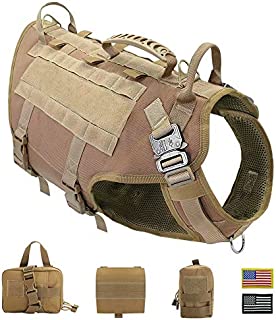 PET ARTIST Tactical Dog Harness for Hiking Training, No Pull Vest Harness for Medium Large Dogs, with Pouches and Patches