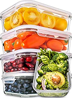 Prep Naturals Glass Meal Prep Containers - Food Prep Containers with Lids Meal Prep - Food Storage Containers Airtight - Lunch Containers Portion Control Containers Bpa-Free (5 Pack,30 Ounce)