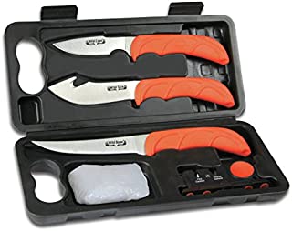 Outdoor Edge Wild LITE Super Compact 6-Piece Hunting Knife Kit for Field Dressing Game, Lightweight Hard Case, Blaze-Orange High Visibility Non-Slip Handles, Full Tang Razor-Sharp Stainless Blades