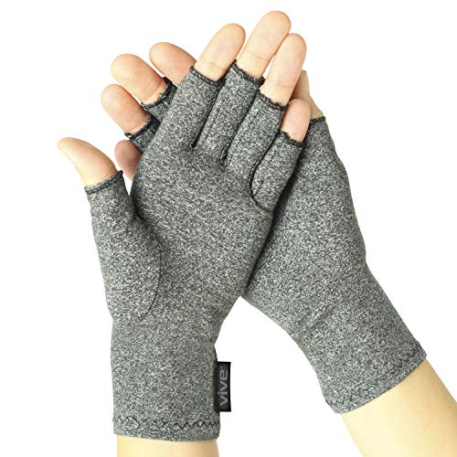 Vive Arthritis Gloves - Compression Gloves for Rheumatoid & Osteoarthritis - Hand Gloves Provide Arthritic Joint Pain Symptom Relief - Men & Women - Open Finger (Medium)