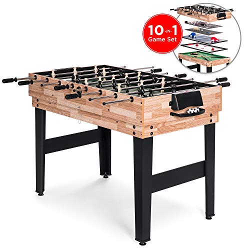 Best Choice Products 2x4ft 10-in-1 Combo Game Table Set w/Pool, Foosball, Ping Pong, Hockey, Bowling, Chess, and More