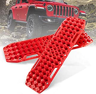 BUNKER INDUST Off-Road Traction Boards with Jack Lift Base, 1 Pair Recovery Tracks Traction Mat for 4X4 Jeep Mud, Sand, Snow Traction Ladder-Red Emergency Tire Traction Tool