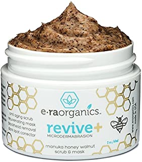 Microdermabrasion Facial Scrub & Face Exfoliator - Natural Exfoliating Face Mask with Manuka Honey & Walnut - Moisturizing Facial Exfoliant for Dull Dry Skin Care, Wrinkles, Acne & More Era-Organics