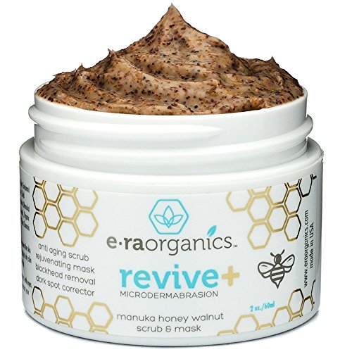 Era Organics Microdermabrasion Facial Scrub & Face Exfoliator - Spa Quality Exfoliating Face Mask with Manuka Honey & Walnut - Moisturizing Facial Exfoliant for Dry Skin, Blackheads, Wrinkles, Acne +