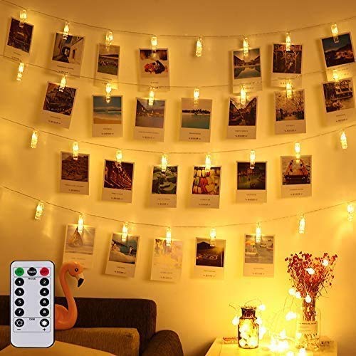 Magnoloran Led Photo Clip Remote String Lights, 30 LEDs Battery Operated Fairy Twinkle String Lights