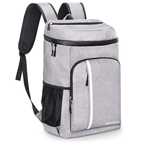 SEEHONOR Cooler Backpack, 30 Cans (Grey)