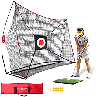 Keenstone 10x7ft Golf Net Bundle Golf Practice Net for Indoor and Outdoor Backyard Hitting Driving and Chipping Practice with Tri Turf Hitting Mat, Target and Carry Bag