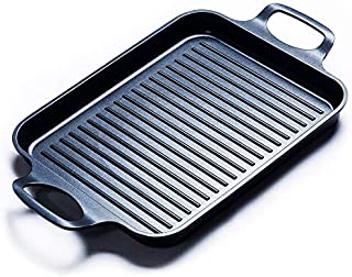 S·KITCHN Grill Pan Stove Top Grill Induction Griddle, Griddle Grill with Dual handles, Square Indoor Grilling Pan