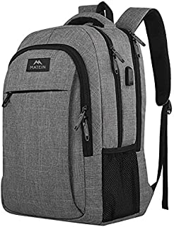 Travel Laptop Backpack, Business Anti Theft Slim Durable Laptops Backpack with USB Charging Port, Water Resistant College School Computer Bag Gifts for Men & Women Fits 15.6 Inch Notebook, Grey