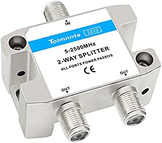 Tolmnnts 2-Way Coaxial Cable Splitter 5-2500MHz,Work with CATV, Satellite TV,Antenna System and MoCA Configurations (2 Way)