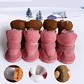 Glumes Pet Boots Dog Boots 2018 New Waterproof Pet Dog Puppy Rain Snow Boots Shoes Booties Cotton Blend Anti-Slip for Various Size Dogs Labrador Husky Paw Protectors Shoes Winter