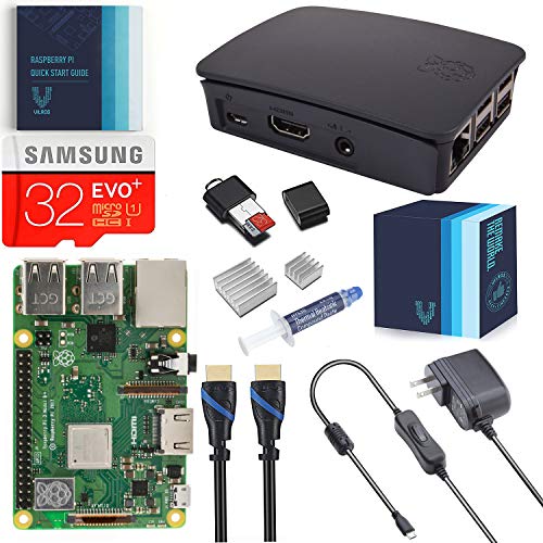 V-Kits Raspberry Pi 3 Model B+ (Plus) Complete Starter Kit with Official Black Case [2018 Model]