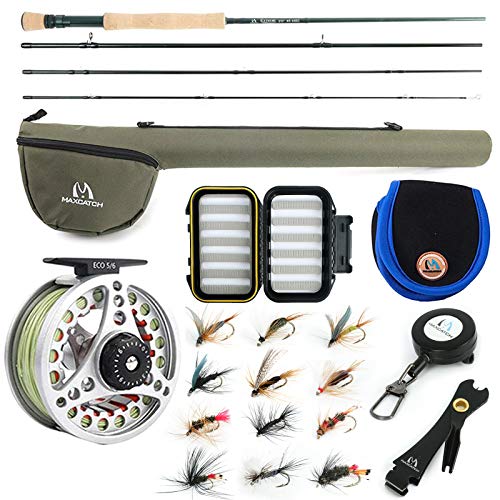 M MAXIMUMCATCH Maxcatch Extreme Fly Fishing Combo Kit 3/5/6/8 Weight, Starter Fly Rod and Reel Outfit, with a Protective Travel Case (8wt 90 4pc Rod,7/8 Reel)