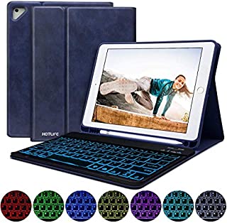 iPad 9.7 Keyboard Case for iPad 2018 (6th Gen) - iPad Pro 2017 (5th Gen) - Air 2&1-, 7 Color Backlit Keyboard Wireless Bluetooth, Shockproof TPU Back Cover Magnetic Leather