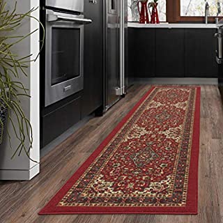 Ottohome Collection Persian Heriz Oriental Design Red Runner Rug (20