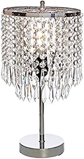 POPILION Elegant Decorative Chrome Living Room Bedside Crystal Table Lamp,Desk Lamp with Crystal Shade for Bedroom Living Room Coffee Table Bookcase