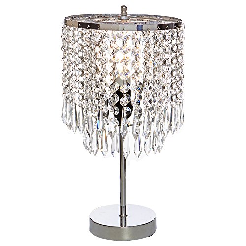 POPILION Elegant Decorative Chrome Living Room Bedside Crystal Table Lamp,Desk Lamp with Crystal Shade for Bedroom Living Room Coffee Table Bookcase