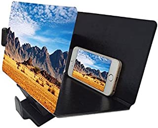 Canyoze Screen Magnifier 3D Smart Mobile Phone Movies Amplifier with PU Leather Foldable Holder Stand for Any Smartphone, iPhone 4/5/6/7/7S Plus, Samsung Galaxy Note 6/5/4/3 Edge All Smart Phones