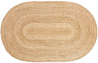 SUPERIOR Natural Braided Collection Hand Woven Jute Rug, 8' X 10' Oval