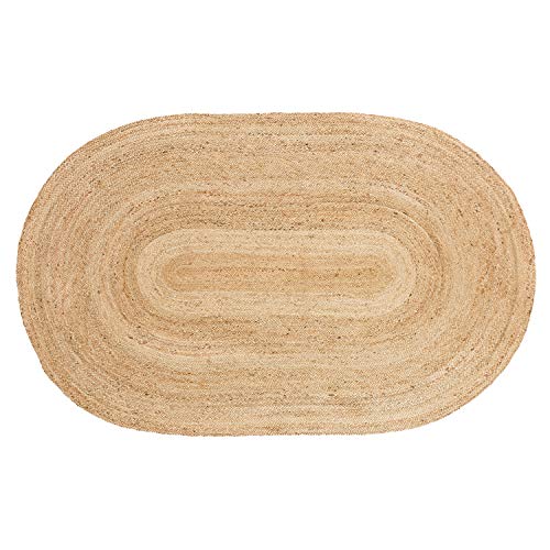 SUPERIOR Natural Braided Collection Hand Woven Jute Rug, 8' X 10' Oval