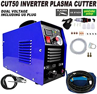 YiiYYaa 50 AMP Plasma Cutter, CUT50 Welding Cutting Machine Digital Inverter Dual Voltage 110/220V