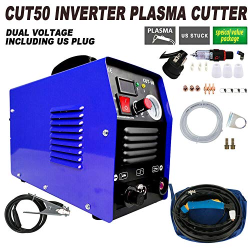 YiiYYaa 50 AMP Plasma Cutter, CUT50 Welding Cutting Machine Digital Inverter Dual Voltage 110/220V