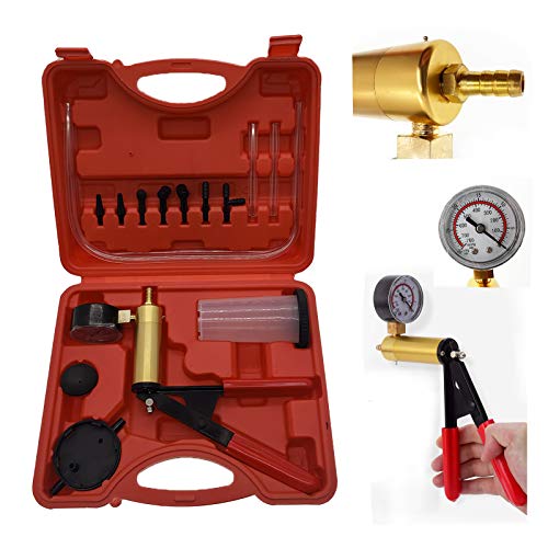 Brake System Bleeding Tools Brake Bleeder Kit Hand held Vacuum Pump Test Set for Automotive,2 in 1 with Adapters Case(16PCS)