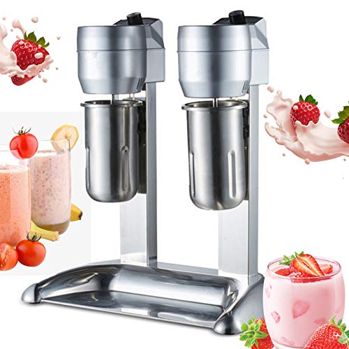 Professional Milk Shake Machine,Commercial Stainless 110V Double/Single Head Drink Mixer 18000RMP Home Milkshake Mixer Machine Ice Cream Mixing High Speed Mixer Blender USA STOCK (2 round head)