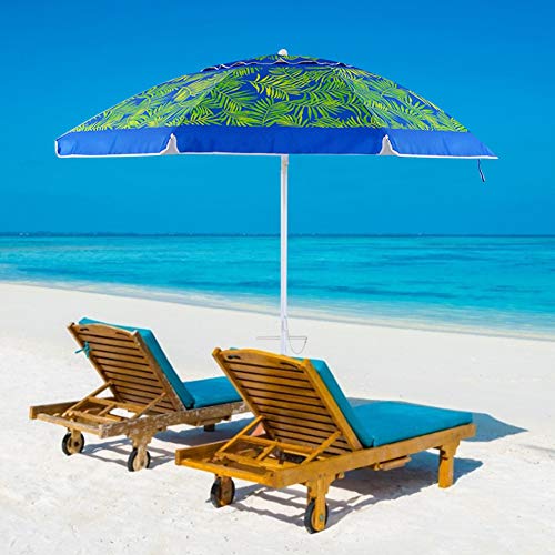 YATIO 7ft Beach Umbrella SPF/UPF100+, Beach Umbrellas for Sand Heavy Duty Wind with Sand Anchor Sand Screw, Tilt, Telescopic Pole, Sturdy, Windproof -Coconut Palm