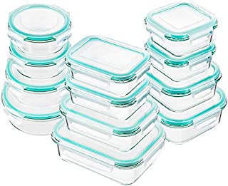 Bayco Glass Food Storage Containers with Lids, [24 Piece] Glass Meal Prep Containers, Airtight Glass Bento Boxes, BPA-Free & FDA Approved & Leak Proof (12 lids & 12 Containers)