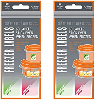 Freezer Labels 2 pack for Food Prep, Best Way to Store Leftover Lunch, Label Sticks to Glasses, Foil or Plastic Containers, Labeling Storage Bins & Container with Stickers is a Great way to Organize