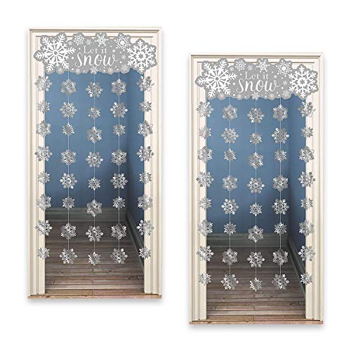 Amscan 2 Pack Let it Snow Snowflake Doorway Curtain | Christmas Holiday Party Decoration