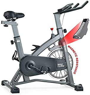 MEVEM Indoor Cycling Bike-Belt Drive Indoor Magnetic Exercise Bike,Indoor Stationary Bike for Home Cardio Gym Workout (Grey)