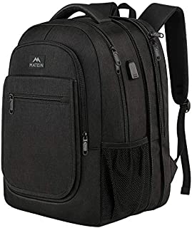 Travel Backpack, Expandable Laptop Backpack for Men Women with USB Charging Port, Large Water Resistant Business Computer Bag Gifts Anti Theft School Bookbag Fits 15.6 Inch Notebook, Black