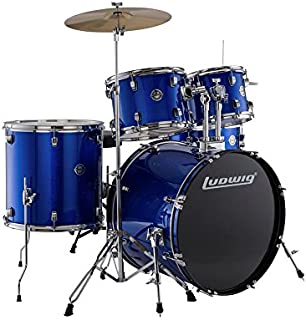 Ludwig Accent Drive Blue 5-Piece Drum Set (Includes Hardware, Throne, Pedal, Cymbals, Sticks and Drum Key)