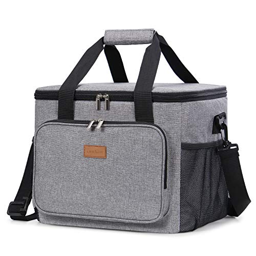 Lifewit Collapsible Cooler Bag Insulated 24L (40-Can), Large Leakproof Soft Sided Portable Cooler Bag for Outdoor Travel Beach Picnic Camping BBQ Party, Grey