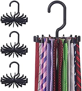 DIOMMELL 4 Pack Tie Rack Hanger Holder Hooks Organizer for Mens, 360 Degree Rotating Tie Racks, Black